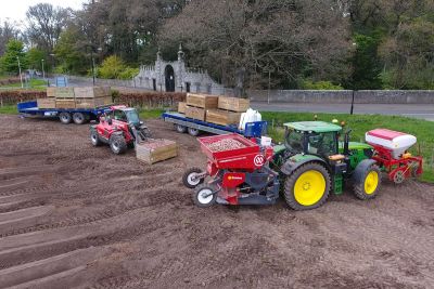 Potato planting at Glamis Castle gates